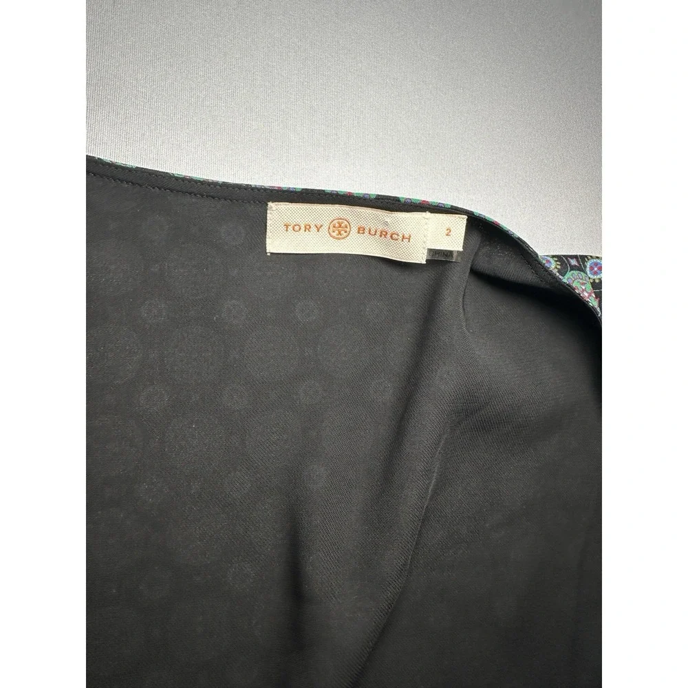 Tory Burch Dress Womens 2‎ Ruffle Green Batik Medallion Cottegecore Flowy Wrap
